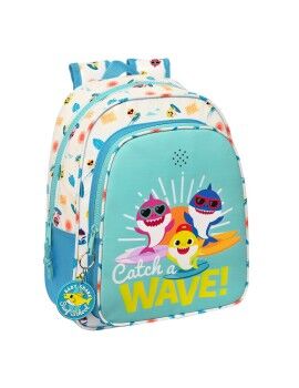 Mochila Escolar Baby Shark Surfing Azul Blanco 27 x 33 x 10 cm