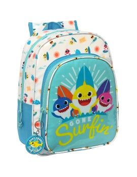 Mochila Escolar Baby Shark Surfing Azul Blanco 26 x 34 x 11 cm