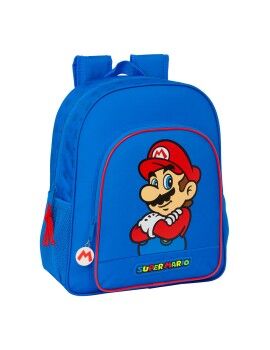 Mochila Escolar Super Mario Play Azul Vermelho 32 X 38 X 12 cm