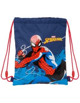 Bolsa Mochila con Cuerdas Spider-Man Neon Azul marino 26 x 34 x 1 cm