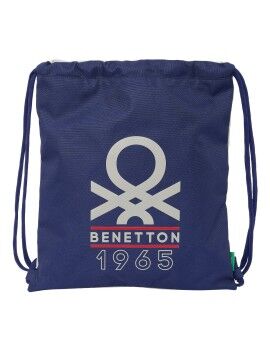 Bolsa Mochila con Cuerdas Benetton Varsity Gris Azul marino 35 x 40 x 1 cm