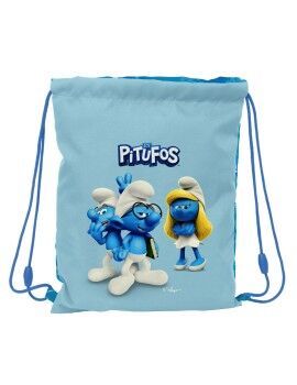 Bolsa Mochila con Cuerdas Los Pitufos Azul Azul cielo 26 x 34 x 1 cm