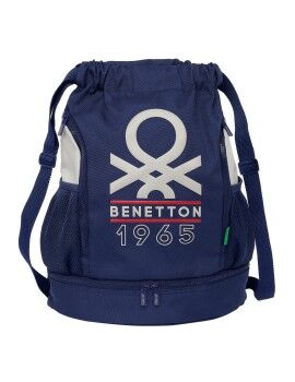 Mochila saco infantil Benetton Varsity Cinzento Azul Marinho 35 x 40 x 1 cm