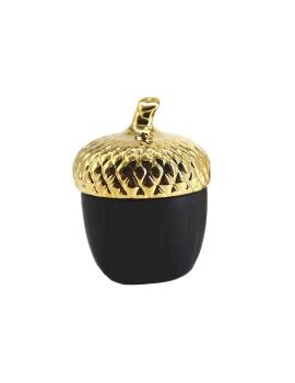 Caixa Decorativa Romimex Preto Dourado Cerâmica Bellota 11 x 17 x 11 cm