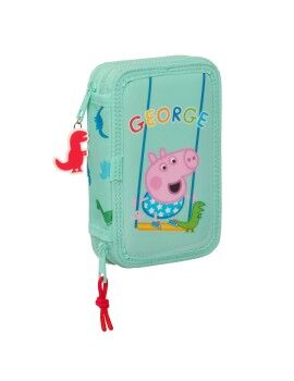 Plumier Doble Peppa Pig George Menta 12.5 x 19.5 x 4 cm (28 piezas)