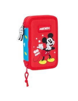 Estojo Duplo Mickey Mouse Clubhouse Fantastic Azul Vermelho 12.5 x 19.5 x 4 cm (28 Peças)