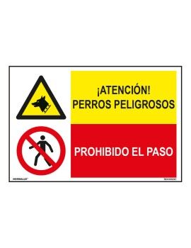 Cartel Normaluz Perros Peligrosos / Prohibido El Paso 60 x 40 cm