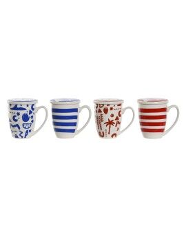 Chávena com Filtro para Infusões Home ESPRIT Azul Vermelho Aço inoxidável Porcelana 380 ml (4...