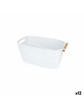 Cesta Multiusos Confortime Plástico Com pegas Madeira 40 x 21,5 x 18 cm (12 Unidades)