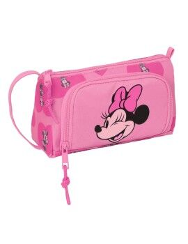 Estojo Escolar com Acessórios Minnie Mouse Loving Cor de Rosa 20 x 11 x 8.5 cm (32 Peças)