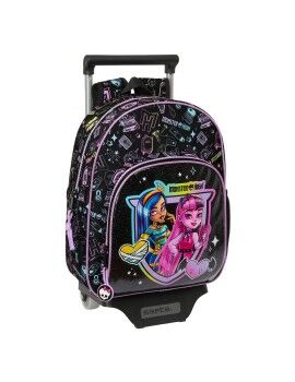 Mochila Escolar con Ruedas Monster High Negro 28 x 34 x 10 cm