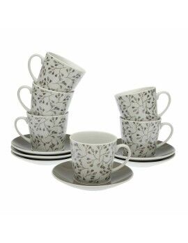 Juego de Tazas con Platos Versa Oxford Porcelana 9 x 14 x 14 cm 10,5 x 8 x 6 cm 14 x 14 x 2 cm...