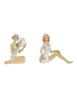 Figura Decorativa Home ESPRIT Blanco Azul cielo Mediterráneo 8 x 8 x 12,5 cm (2 Unidades)