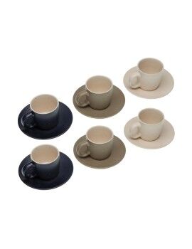 Juego de 6 Tazas de Té con Plato Versa Tashi Gres 8,3 x 7,8 x 8,3 cm