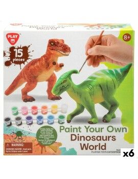 Conjunto 2 Dinossauros PlayGo 15 Peças 6 Unidades 14,5 x 9,5 x 5 cm Dinossauros Para pintar