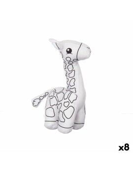 Peluche para colorir Branco Preto Tecido 17 x 22 x 9 cm Girafa (8 Unidades)