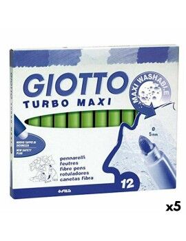 Conjunto de Canetas de Feltro Giotto Turbo Maxi Verde Claro (5 Unidades)