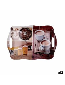 Bandeja de pequeno-almoço Quid Habitat Multicolor Plástico 34 x 25 x 2 cm Com pegas Café (12...