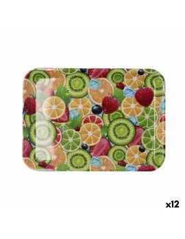 Bandeja de pequeno-almoço Quid Habitat Multicolor Plástico 32 x 23 x 1,7 cm Com pegas Frutas (12...