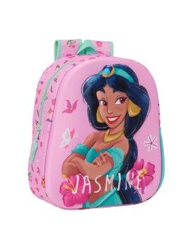 Mochila Infantil 3D Disney Princess Jasmine Rosa 27 x 33 x 10 cm