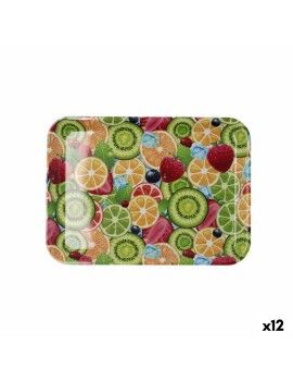 Bandeja de pequeno-almoço Quid Habitat Multicolor Plástico 28 x 20 x 1,5 cm Com pegas Frutas (12...