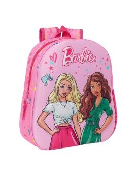 Mochila Escolar 3D Barbie Cor de Rosa Fúcsia 27 x 33 x 10 cm