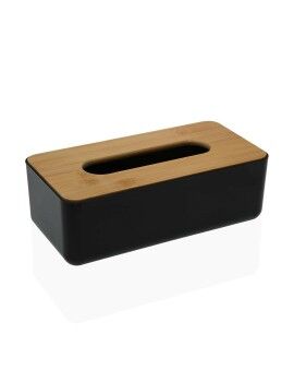 Caixa para lenços Versa Bambu Polipropileno 13,1 x 8,6 x 26,1 cm Preto