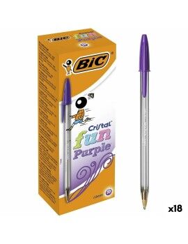 Conjunto de Canetas Bic Cristal Fun Violeta 1,6 mm (18 Unidades)