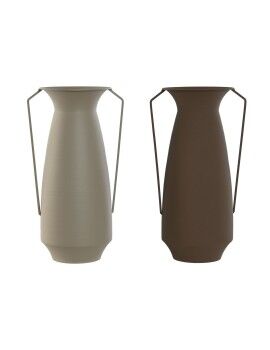 Vaso Home ESPRIT Castanho Bege Metal 25 x 25 x 44 cm (2 Unidades)