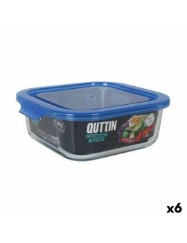 Lancheira Quadrada com Tampa Quttin Azul 1,1 L (6 Unidades)