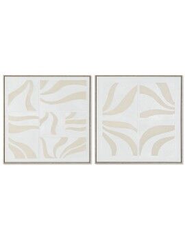 Cuadro Home ESPRIT Blanco Beige Abstracto Escandinavo 83 x 4,5 x 83 cm (2 Unidades)