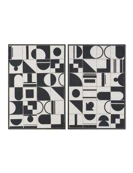 Pintura Home ESPRIT Branco Preto Abstrato Moderno 83 x 4,5 x 123 cm (2 Unidades)