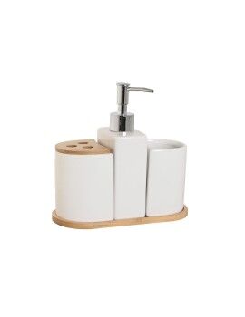 Conjunto de Banho Home ESPRIT Branco Natural Bambu Dolomite 19,5 x 10 x 19 cm