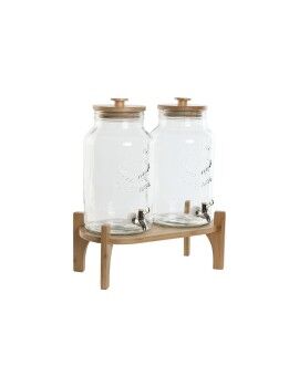 Dispensador de bebidas Home ESPRIT Silicona Bambú Cristal Plástico 5,5 L 37 x 25 x 46 cm