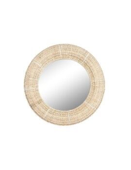 Espejo de pared Home ESPRIT Natural Metal Fibra Tropical 90 x 8 x 90 cm