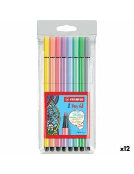 Conjunto de Canetas de Feltro Stabilo Pen 68 Multicolor 8 Peças 12 Unidades