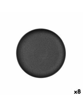 Plato Llano Bidasoa Fosil Negro Cerámica 21,3 x 21,2 x 2,2 cm (8 Unidades)