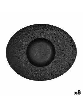 Plato Hondo Bidasoa Fosil Negro Cerámica Ovalado 27,3 x 22,2 x 5,7 cm (8 Unidades)