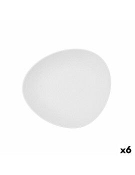 Prato Fundo Bidasoa Fosil Branco Cerâmica Oval 22 x 19,6 x 4,5 cm (6 Unidades)