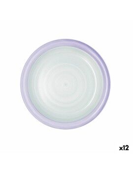 Plato Llano Quid Kaleido Verde Morado Cerámica 27 cm (12 Unidades)