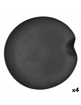 bandeja de aperitivos Bidasoa Fosil Preto Cerâmica Alumina 31,4 x 31,2 x 4 cm (4 Unidades)