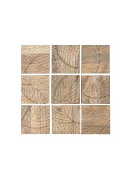 Decoración de Pared Home ESPRIT Natural Moderno Hoja de planta 90 x 3 x 90 cm (9 Piezas)