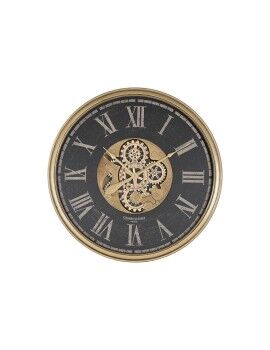 Reloj de Pared Home ESPRIT Negro Dorado Cristal Hierro 80 x 9,5 x 80 cm