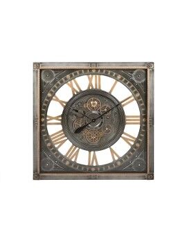 Reloj de Pared Home ESPRIT Gris Dorado Plateado Cristal Hierro 80 x 10 x 80 cm