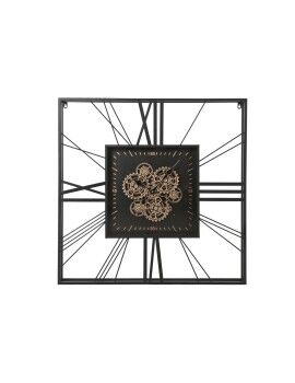 Relógio de Parede Home ESPRIT Preto Dourado Metal Cristal 80 x 8 x 80 cm