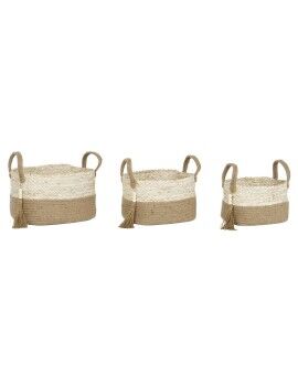 Juego de Cestas Home ESPRIT Natural Marrón claro Yute Moderno 41 x 30 x 33 cm (3 Piezas)