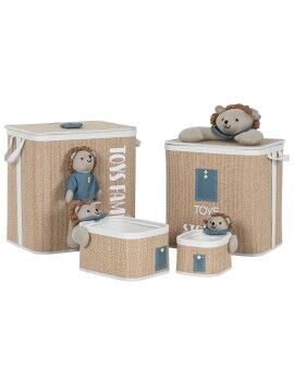 Cesto de Roupa Suja Home ESPRIT Verde Natural Infantil 44 x 44 x 45 cm 4 Peças