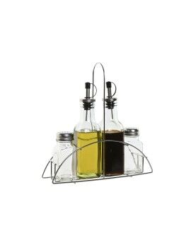 Conjunto para Condimentos Home ESPRIT Transparente Metal Cristal 300 ml 22,5 x 6 x 23 cm