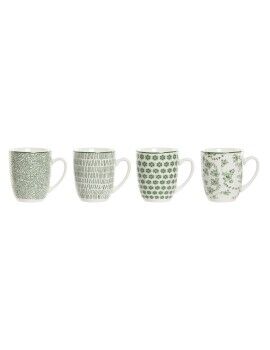 Juego de 4 Tazas Mug Home ESPRIT Blanco Verde Porcelana 340 ml