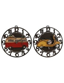 Reloj de Pared Home ESPRIT Amarillo Rojo Metal Vintage 34 x 33,5 x 32,5 cm (2 Unidades)